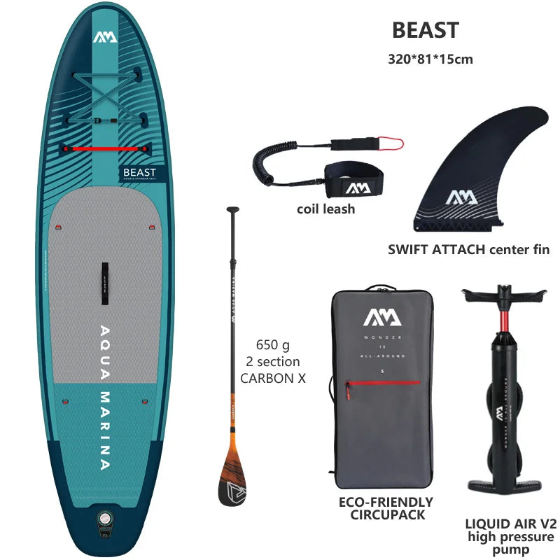 2023 AQUA MARINA Surfboard BEAST 320*81*15Cm Inflatable SUP Stand up Paddle Board SUP Surf Kayak Boat Dinghy Raft Water Sport