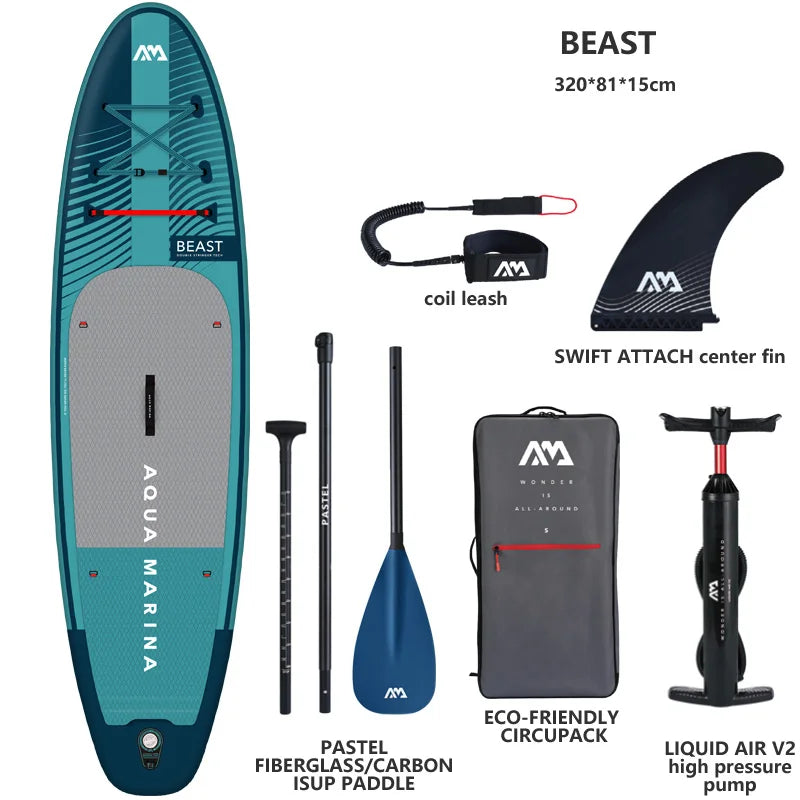 2023 AQUA MARINA Surfboard BEAST 320*81*15Cm Inflatable SUP Stand up Paddle Board SUP Surf Kayak Boat Dinghy Raft Water Sport