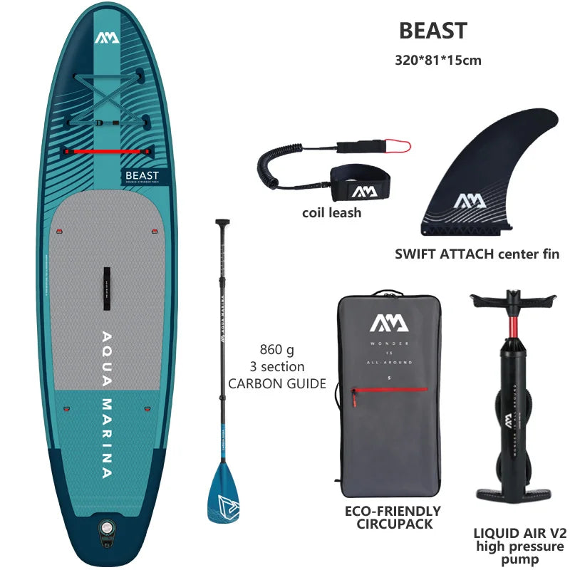 2023 AQUA MARINA Surfboard BEAST 320*81*15Cm Inflatable SUP Stand up Paddle Board SUP Surf Kayak Boat Dinghy Raft Water Sport